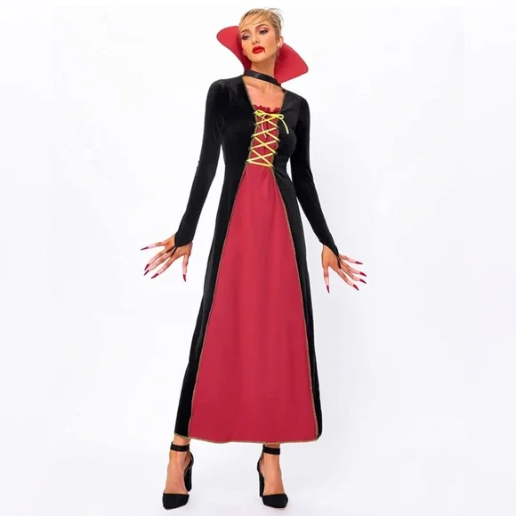 GIKING Women Halloween Costumes Adult Victorian Vampire Lac-Up Bodice Bustier - Picture 4 of 13